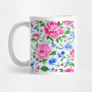 Small flowers and leaves on light green Mug